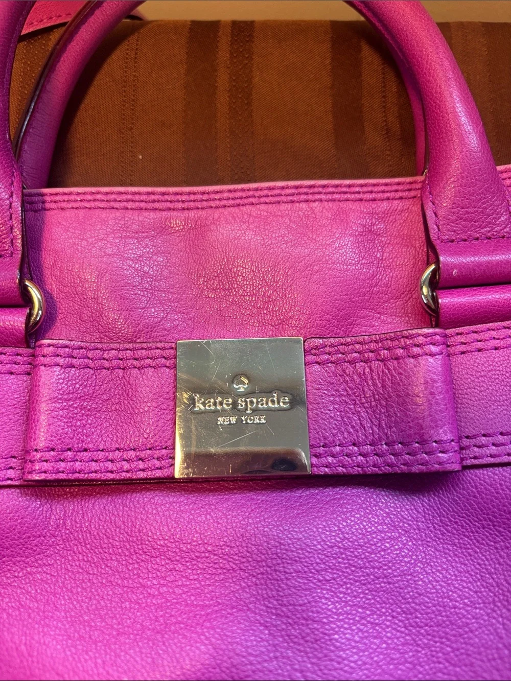 kate spade Vibrant Fuchsia Leather Satchel with Detachable Strap